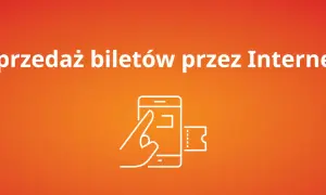 Grafika przedstawia ikonę dłoni wskazującej na ekran telefonu komórkowego oraz bilet.