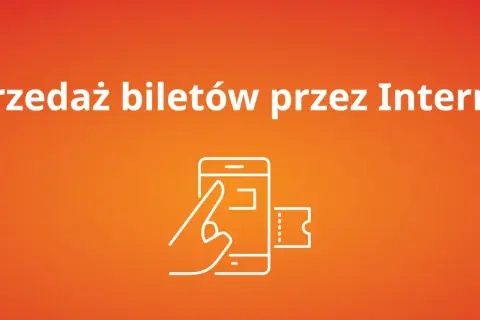 Grafika przedstawia ikonę dłoni wskazującej na ekran telefonu komórkowego oraz bilet.