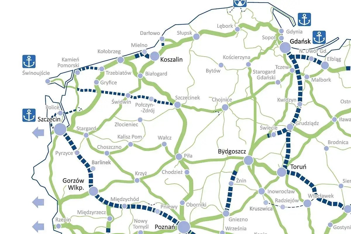Mapa drogowa Polski z zaznaczonymi trasami. Jak dojadę do Słupska? Zobacz połączenia z Koszalina, Lęborka i innych miast.