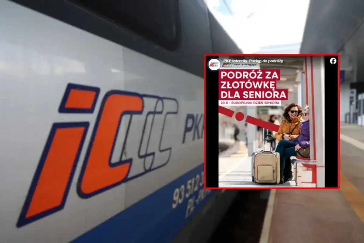 PKP Intercity oferuje podróż za złotówkę dla seniora. Dwie kobiety z walizką czekają na pociąg.
